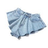 X00289M Big wide-leg denim shorts hot pants Exaggerated modeling flounces hem jean short 2021 hot style