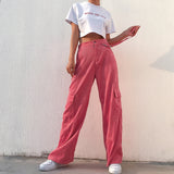 X01600C Phoenix 2021 girls Street pat feeling high waist loose and slim straight pant Corduroy wide-leg trousers