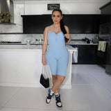 v-neck zipper romper women summer clothes camisole playsuits fitness elastic hight solid color female casual sports wear