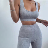 two piece women clothing summer fitness tracksuit 2 pieces set crop top sports leggings active wear outfits skinny stretch o