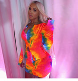 X00629M tie-dye casual shorts two-piece set printing long sleeve two-pieces sexy clothes