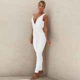 Phoenix Hot style jumpsuit sexy deep V tight back drape onesie casual Suspenders + jumpsuits