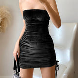 2020 New arrival Sexy women one-step dress+Drawstring embellish a strapless dress