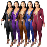 Phoenix Solid color sexy leggings with long sleeves jumpsuits