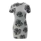 New arrival round neck flora print slim short sleeve tshirt bodycon mini women t shirt dress casual