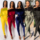 Phoenix romper women Velour stretch shoulder bat sleeve contains belt jumpsuit for European and American women's wear