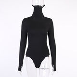 X00692L New sexy slim long sleeve onesie+Cotton high neck and half face women outsuits