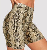 Fashion Leopard Print Women Snake Skin Fitness Summer Lady High Waist Casual Biker Shorts