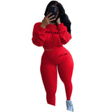 X01571C Phoenix Autumn Solid Letter Embroidery Two Piece Sets Women Basic Sweatshirt+Leggings Casual Sporty Tracksuits Female