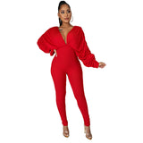 2020 Hot style Sexy women Deep V neck jumpsuit Backless leash bat-sleeve suit Plus size in stock