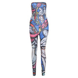 2020 Autumn women's sexy high-waisted print slim jumpsuit