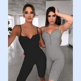 v-neck zipper romper women summer clothes camisole playsuits fitness elastic hight solid color female casual sports wear