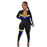 Phoenix 2020 New winter Women's Solid color long zip long sleeve jumpsuit nightclub wear