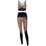 X00312L New arrival women two-piece set+Leopard print Mosaic sports bra tights two-piece set