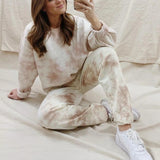 X00732M Phoenix Camouflage fashion print personality two-piece Tie-dyed pajamas round neck and long sleeves homewear