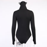 X00692L New sexy slim long sleeve onesie+Cotton high neck and half face women outsuits