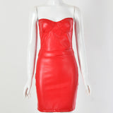 2020 new arrive Sexy pu dress In winter women's fashion sexy breast wrap backless elastic leather wrap skirt