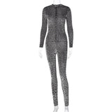 2020 autumn winter new fashion trend half-open zipper long sleeve slim jumpsuit casual sexy jumpsuit bodycon in stock