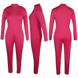 Fashion sport new arrival women jumpsuits+Solid color long zipper long sleeve 7-color jumpsuit