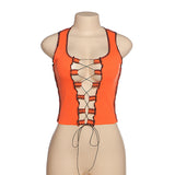 X01317C women's wear with hollowed-out collar and sleeveless slim vest