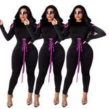 sexy casual bodycon 2020 autumn/winter new fashion trousers club outfit Bandages sexy jumpsuit