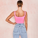 X00275S 2021 sexy pink diamond shape crop crop back slim vest