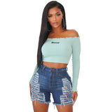 X00213M hot style summer 2021 women sexy cut-out button denim shorts ripped hollowed-out jeans