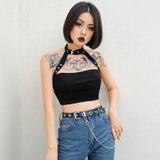 X00382S 2021 summer Cotton metal collar choker sexy ultra short vest