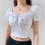 X00381S 2021 summer hot style women's casual pleated bowknot pleated blouse