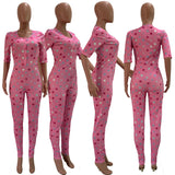 Phoenix Fashion sexy women jumpsuit+Polka dots sexy button up at home