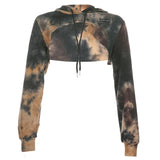 X00630M Personality tie-dye letter hoodie blouse autumn loose long sleeve casual sport coat