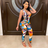 Phoenix Fashion sexy women jumpsuit+Printed sport casual jumpsuit