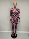 Phoenix Sexy jumpsuit Graffiti jumpsuit with stretch stand collar and color tights