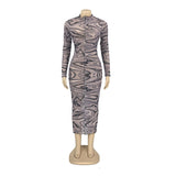 Phoenix round neck dresses autumn new fashion sexy print dress skirt Tight slim casual dresses