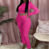 X00289L New arrival women two-piece set+Solid-color pleated sweatpants suit