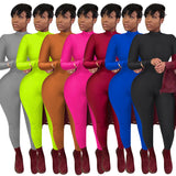 Fashion sport new arrival women jumpsuits+Solid color long zipper long sleeve 7-color jumpsuit