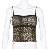 X00551M 2021 women hot style New dress black leopard print lace Mosaic ultra short crop sexy condole belt vest