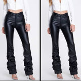 X00960S 2021 Women's pants Classic Pile leather pants