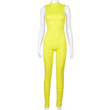 Phoenix solid color sleeveless suit high collar zipper back open slim jumpsuit pleated casual one-piece trousers