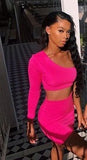 Women Two Piece Bodycon One Shoulder Shirt Set Casual Club Wear Party Crop Top Dress Sexy Clothes