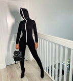 Solid Zipper Hoodie Jumpsuits Women 2020 Autumn New Slim Casual Skinny Streetwear Active Fitness Sporty Work Out Rompers