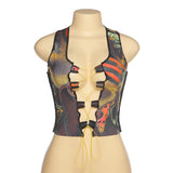 X00567V 2021 fashionable printed band hollowed-out sexy slim vest