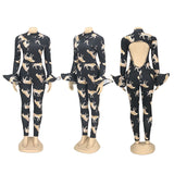 Phoenix sexy nightclub outfit Autumn/winter 2020 new women's dress with print pattern and backless jumpsuit