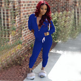 X00259L 2021 Hot style women two-piece sets+Solid color sport long sleeve pants and hooded suit