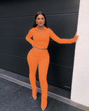 X00296L New arrival women two-piece set+Two piece casual sport with slit at the bottom of fashionable trousers