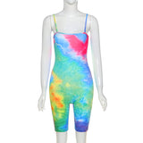 Summer new female print sexy suspenders sport short jumpsuit+Outdoor cycling sports suits+Sexy sleeveless tops and hot