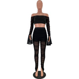 2021 hot style Sexy net yarn pleating suit two-piece set casual outfit bodycon See-through nightclub women's wear