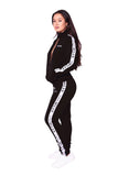 Two piece set high neck crop top and pants 2 pieces tracksuit women elastic hight fitness outfits sexy matching sets