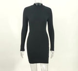 Fashion knit fine twist cross long sleeved dress with open back+Sexy dress with low back and long sleeves