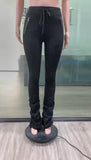 X00676L Stylish hot sale women pants +Thickened tweed zipper pocket folds into a pile of slacks